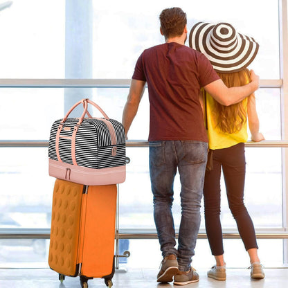 Weekender Bag for Women, Large Overnight Bag Canvas Travel Duffel Bag Carry On Tote with Shoe Compartment 21" 3Pcs Set