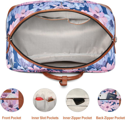 Weekender Bag for Women, Large Overnight Bag Canvas Travel Duffel Bag Carry On Tote with Shoe Compartment 21" 3Pcs Set