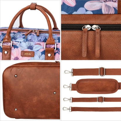 Weekender Bag for Women, Large Overnight Bag Canvas Travel Duffel Bag Carry On Tote with Shoe Compartment 21" 3Pcs Set
