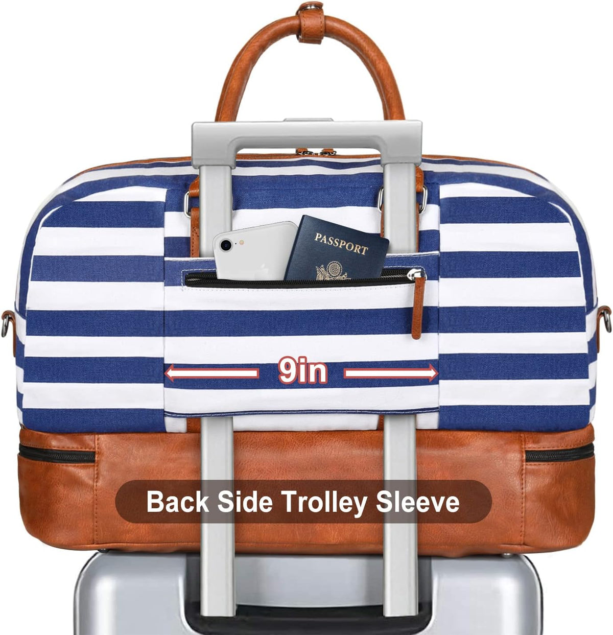 Weekender Bag for Women, Large Overnight Bag Canvas Travel Duffel Bag Carry On Tote with Shoe Compartment 21" 3Pcs Set