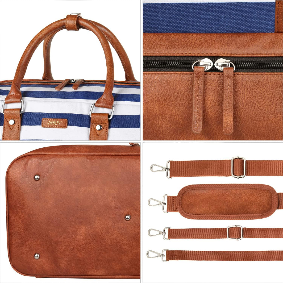 Weekender Bag for Women, Large Overnight Bag Canvas Travel Duffel Bag Carry On Tote with Shoe Compartment 21" 3Pcs Set