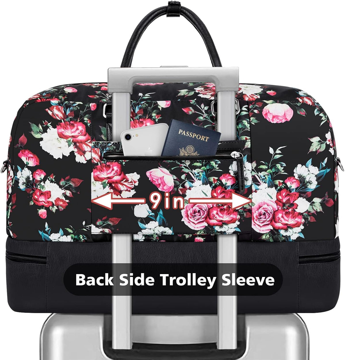 Weekender Bag for Women, Large Overnight Bag Canvas Travel Duffel Bag Carry On Tote with Shoe Compartment 21" 3Pcs Set