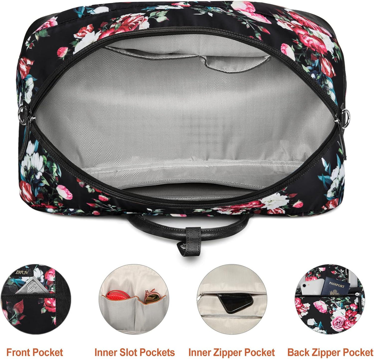 Weekender Bag for Women, Large Overnight Bag Canvas Travel Duffel Bag Carry On Tote with Shoe Compartment 21" 3Pcs Set