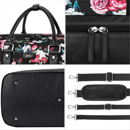 Weekender Bag for Women, Large Overnight Bag Canvas Travel Duffel Bag Carry On Tote with Shoe Compartment 21" 3Pcs Set