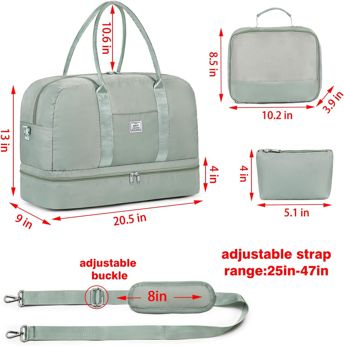 Weekender Bag for Women, Large Overnight Bag Canvas Travel Duffel Bag Carry On Tote with Shoe Compartment 21" 3Pcs Set
