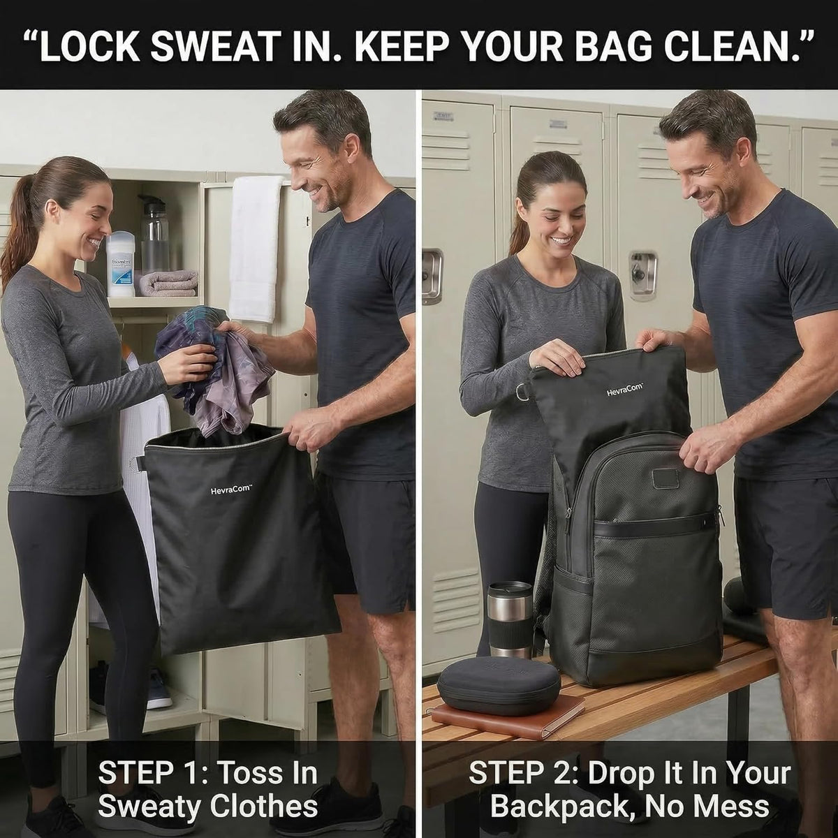 Waterproof Laundry Bag Travel for Wet Clothes - Odor-Proof Waterproof Bag for Wet Swimsuit, Travel Laundry Bags for Dirty Clothes, Swimsuits & Workout Gear with Rust-Resistant Zipper & Hooks