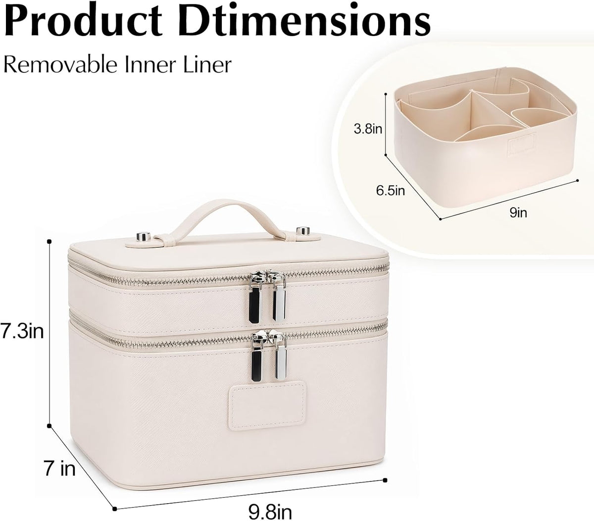 Makeup Case,Leather Double Layer Makeup Bag Duo,Large Portable Travel Toiletry Case Cosmetic Organizer for Women