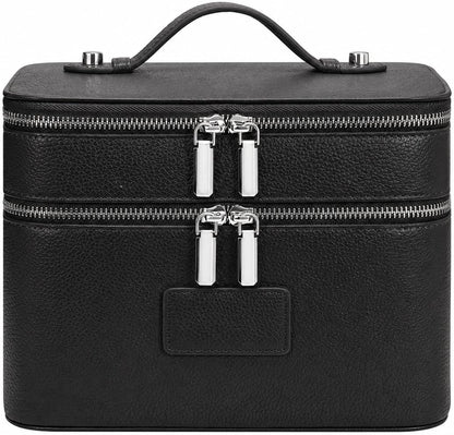 Makeup Case,Leather Double Layer Makeup Bag Duo,Large Portable Travel Toiletry Case Cosmetic Organizer for Women
