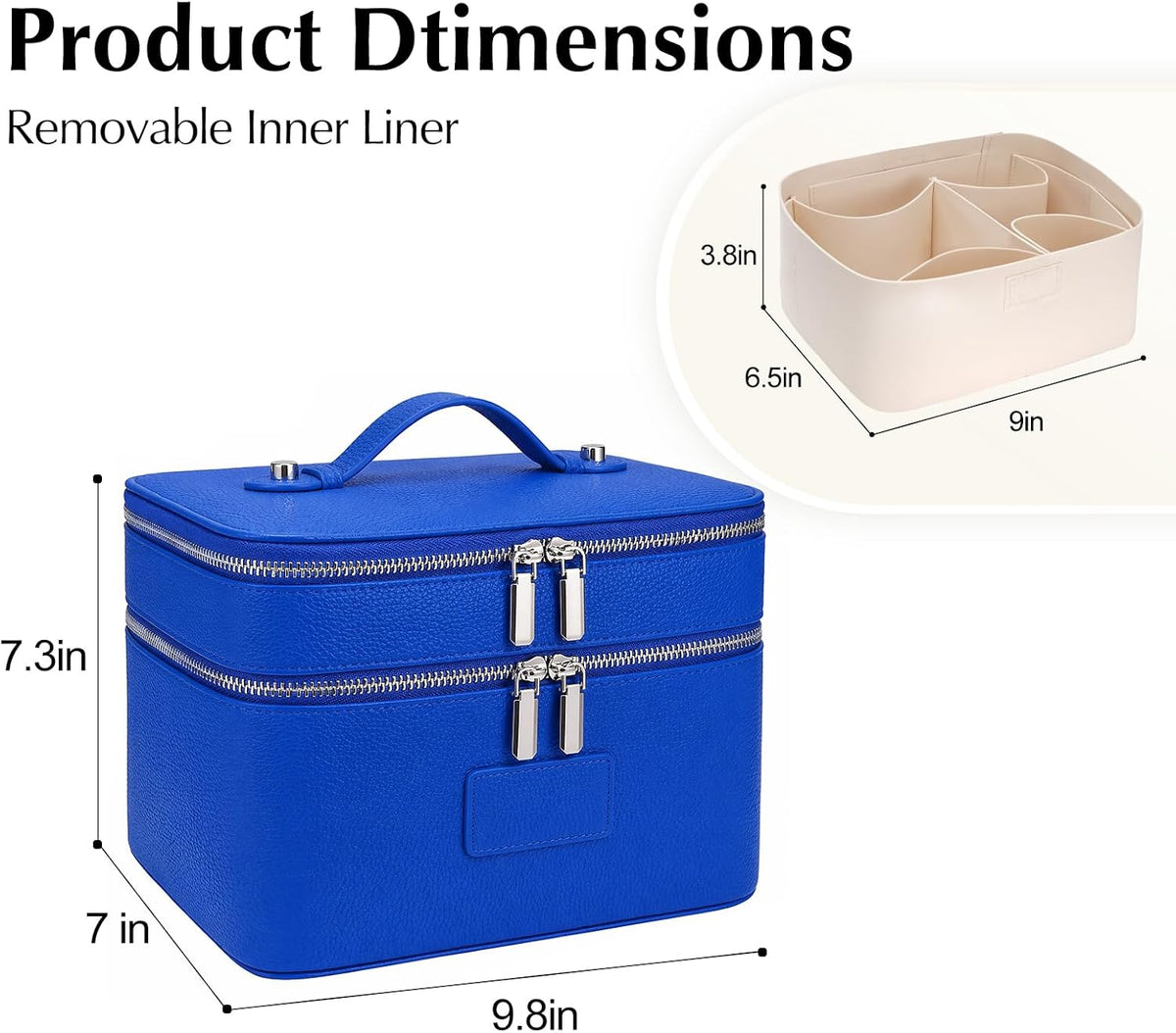 Makeup Case,Leather Double Layer Makeup Bag Duo,Large Portable Travel Toiletry Case Cosmetic Organizer for Women