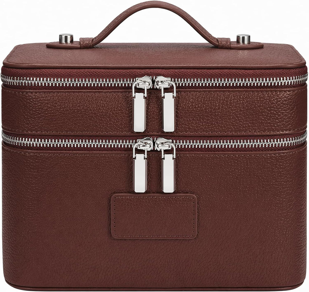 Makeup Case,Leather Double Layer Makeup Bag Duo,Large Portable Travel Toiletry Case Cosmetic Organizer for Women