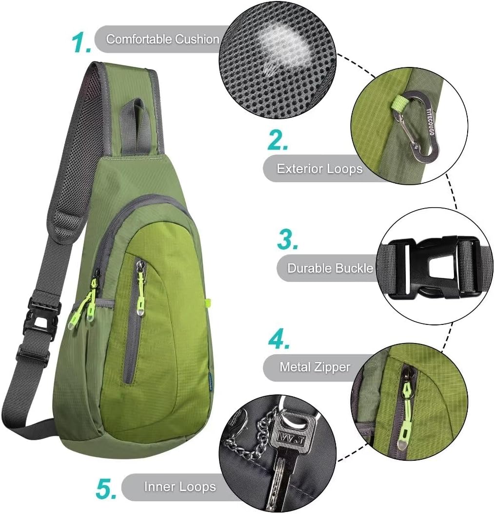 Small Sling Bag, Lightweight Crossbody Backpack for Men Women, Shoulder Bag for Sports and Outdoor
