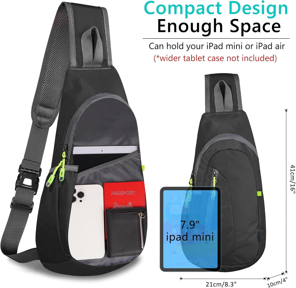 Small Sling Bag, Lightweight Crossbody Backpack for Men Women, Shoulder Bag for Sports and Outdoor