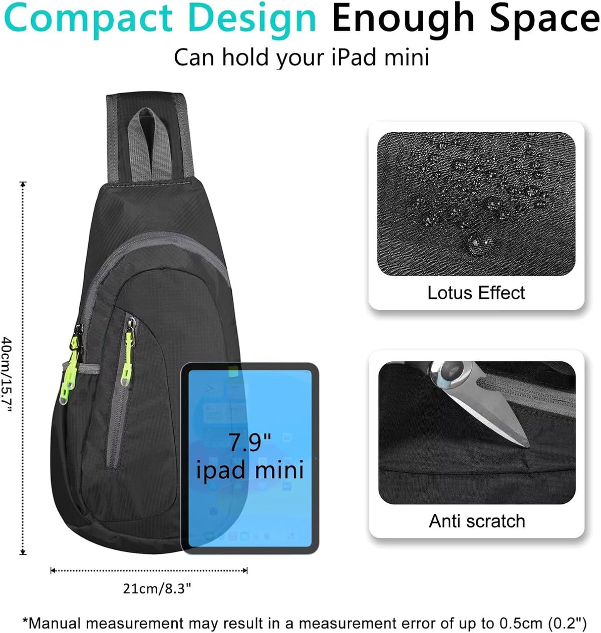 Small Sling Bag, Lightweight Crossbody Backpack for Men Women, Shoulder Bag for Sports and Outdoor