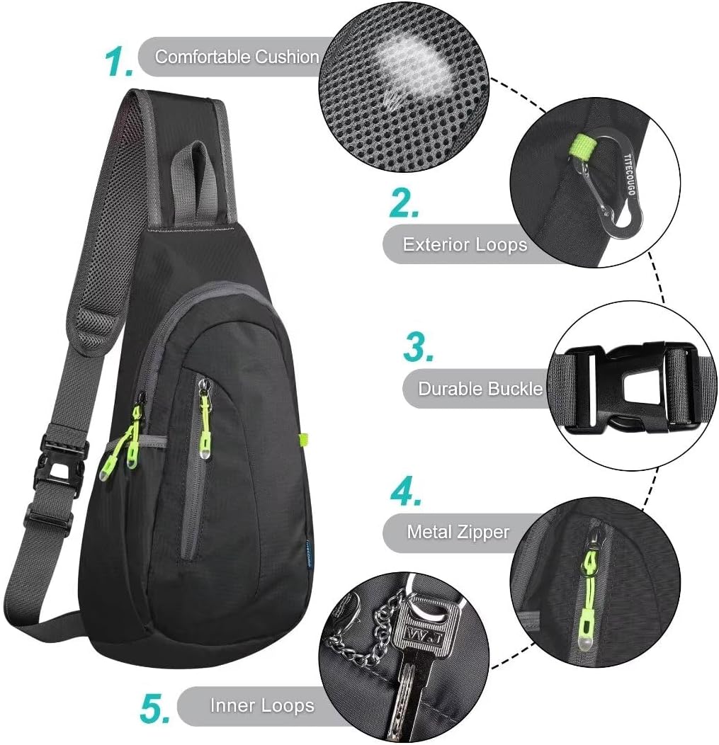 Small Sling Bag, Lightweight Crossbody Backpack for Men Women, Shoulder Bag for Sports and Outdoor