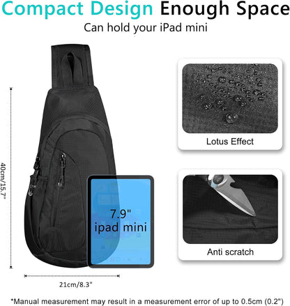 Small Sling Bag, Lightweight Crossbody Backpack for Men Women, Shoulder Bag for Sports and Outdoor