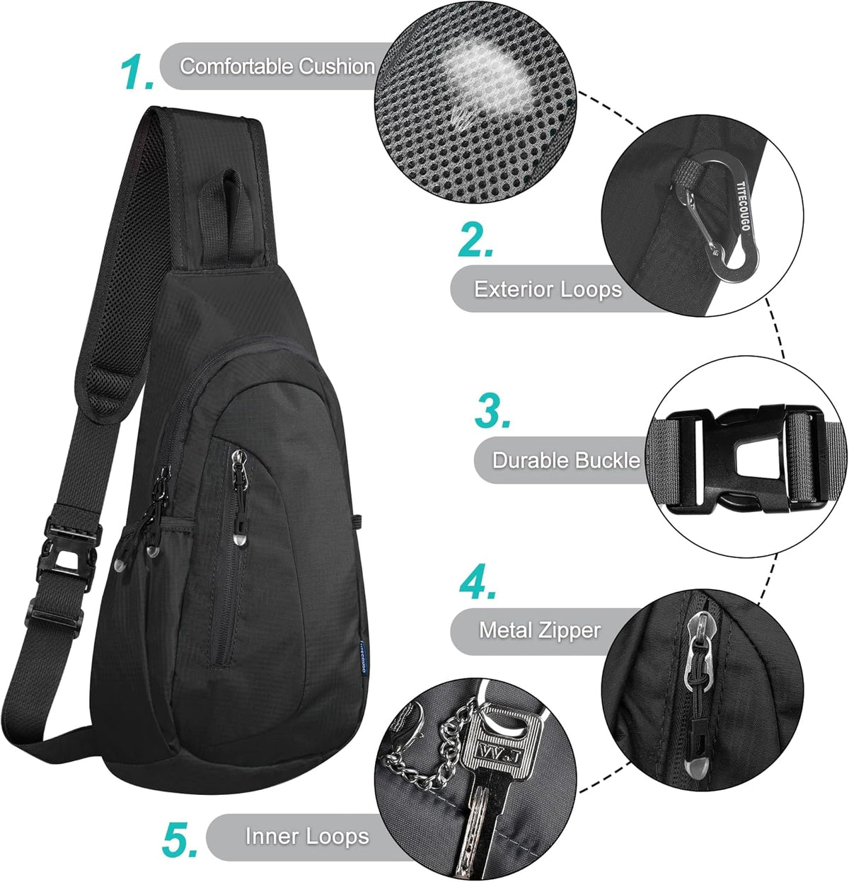 Small Sling Bag, Lightweight Crossbody Backpack for Men Women, Shoulder Bag for Sports and Outdoor