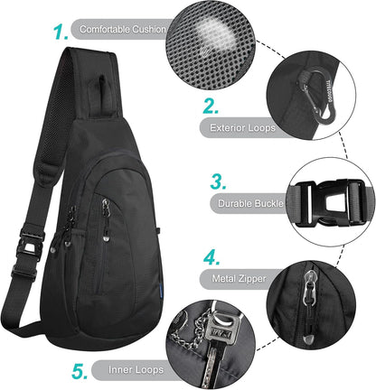 Small Sling Bag, Lightweight Crossbody Backpack for Men Women, Shoulder Bag for Sports and Outdoor