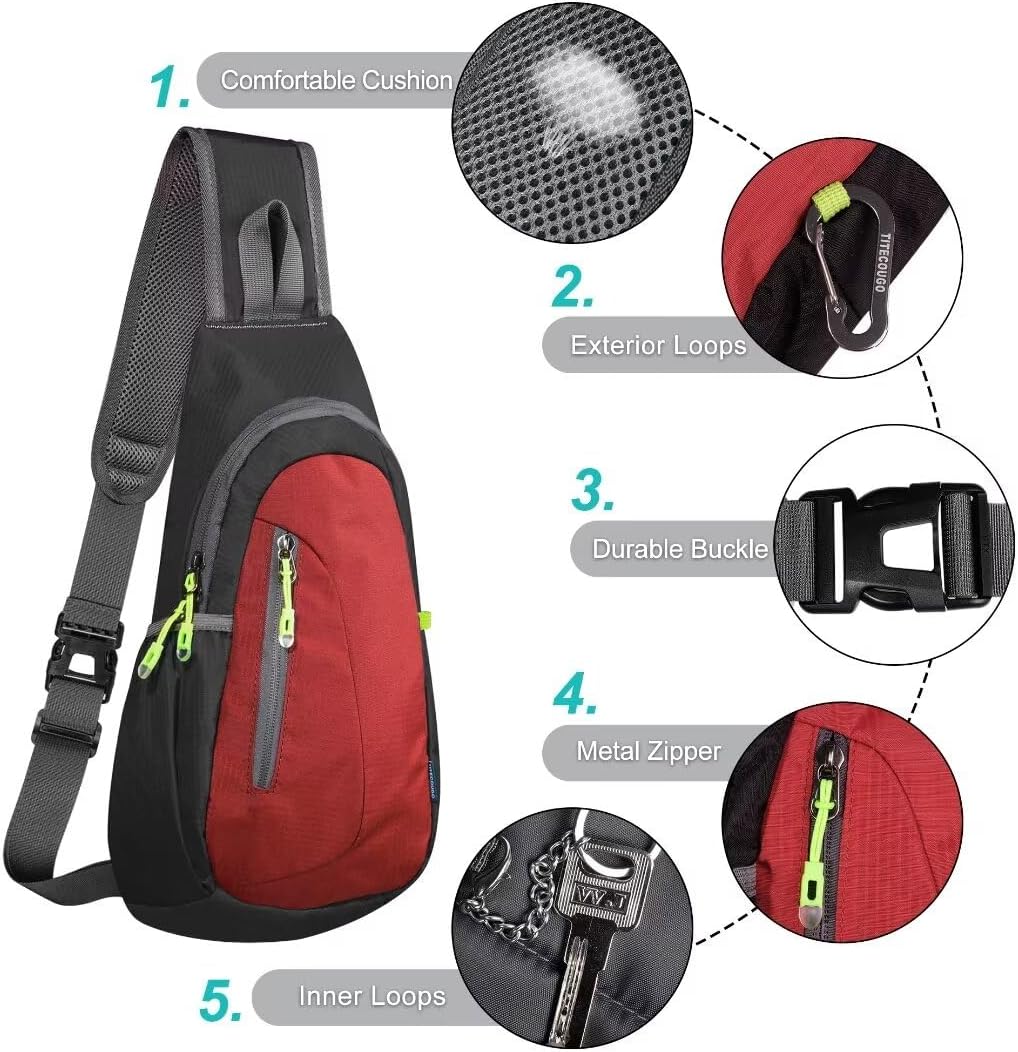 Small Sling Bag, Lightweight Crossbody Backpack for Men Women, Shoulder Bag for Sports and Outdoor