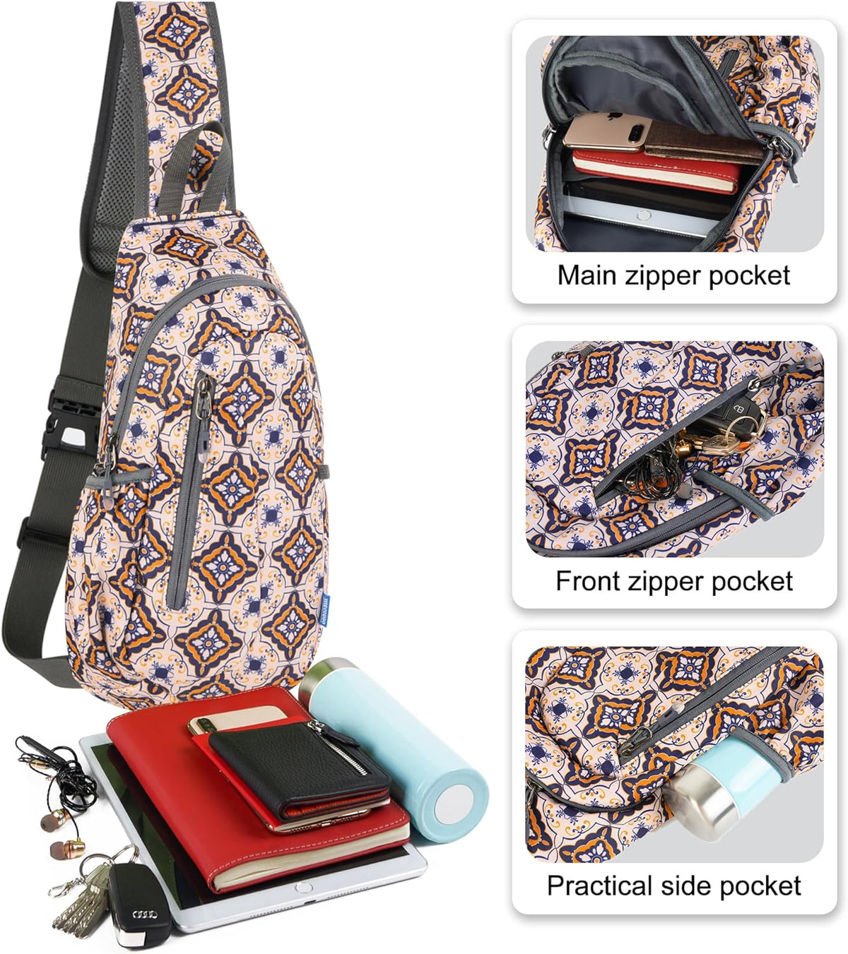 Small Sling Bag, Lightweight Crossbody Backpack for Men Women, Shoulder Bag for Sports and Outdoor