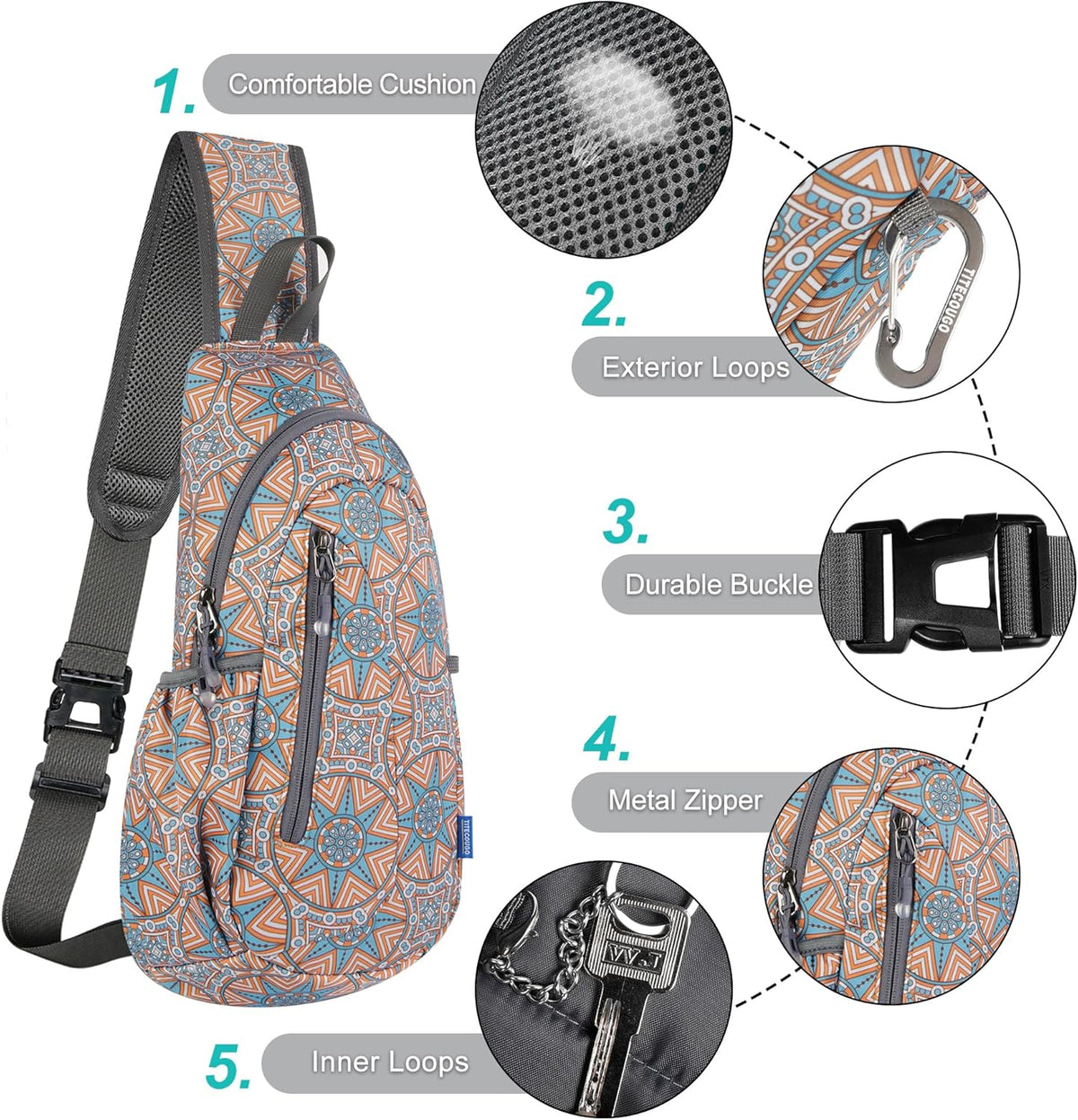 Small Sling Bag, Lightweight Crossbody Backpack for Men Women, Shoulder Bag for Sports and Outdoor