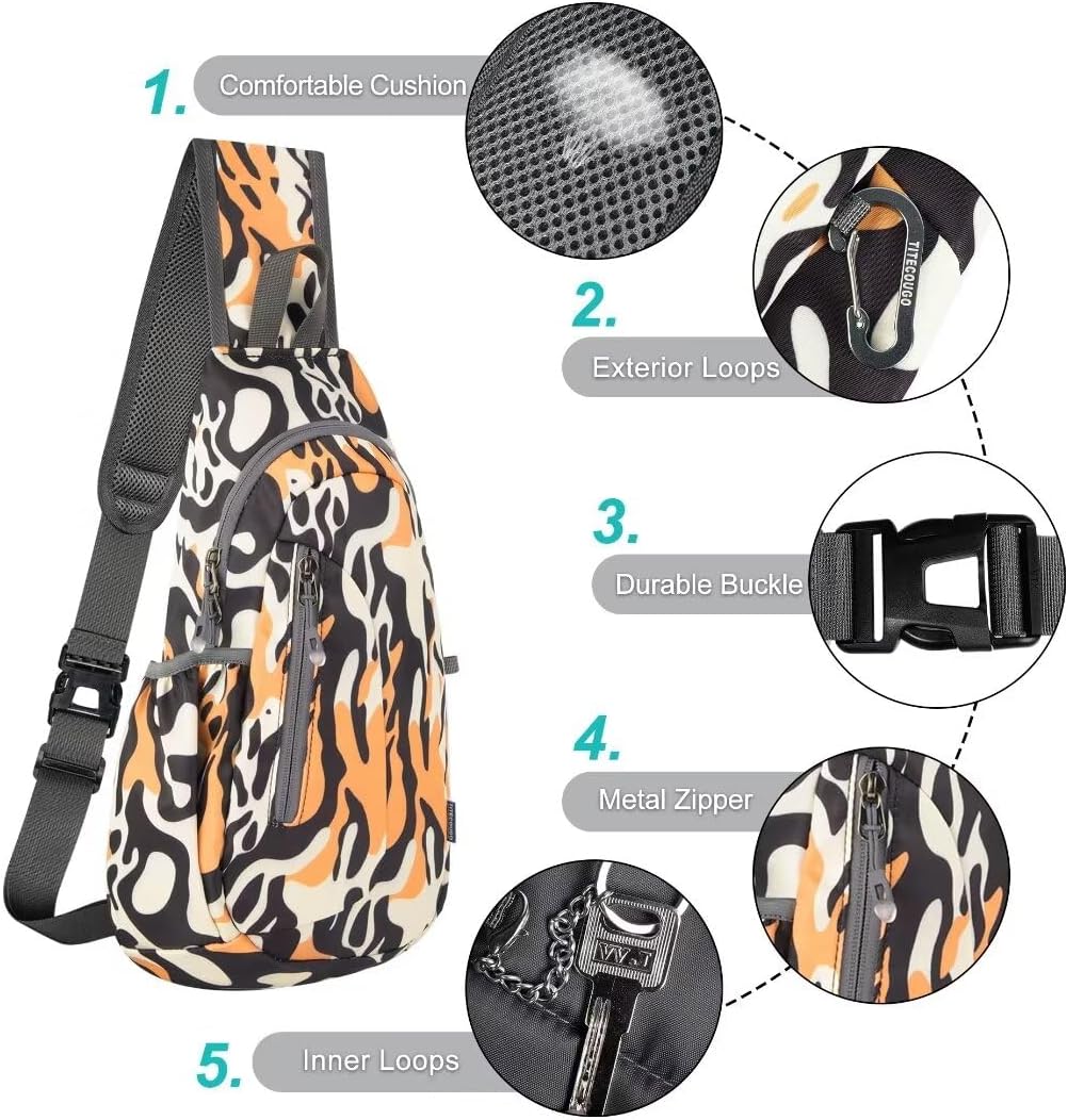 Small Sling Bag, Lightweight Crossbody Backpack for Men Women, Shoulder Bag for Sports and Outdoor