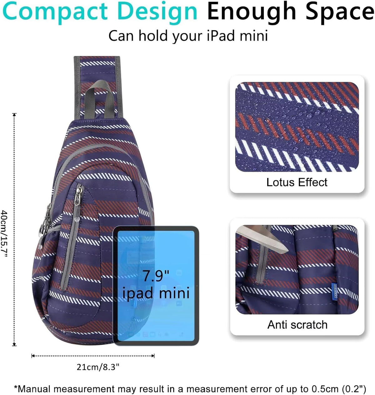 Small Sling Bag, Lightweight Crossbody Backpack for Men Women, Shoulder Bag for Sports and Outdoor