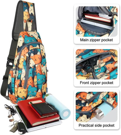 Small Sling Bag, Lightweight Crossbody Backpack for Men Women, Shoulder Bag for Sports and Outdoor