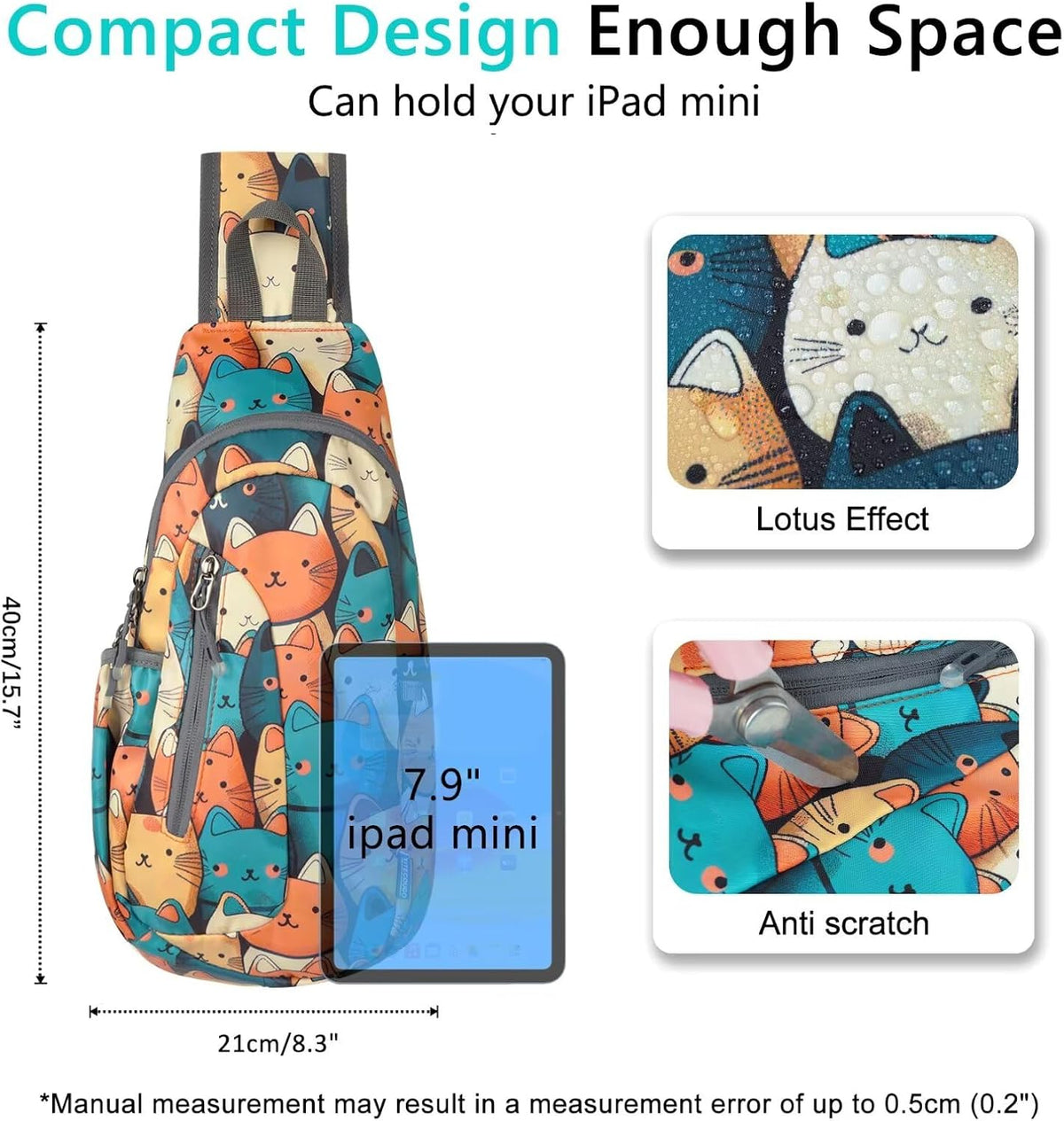 Small Sling Bag, Lightweight Crossbody Backpack for Men Women, Shoulder Bag for Sports and Outdoor
