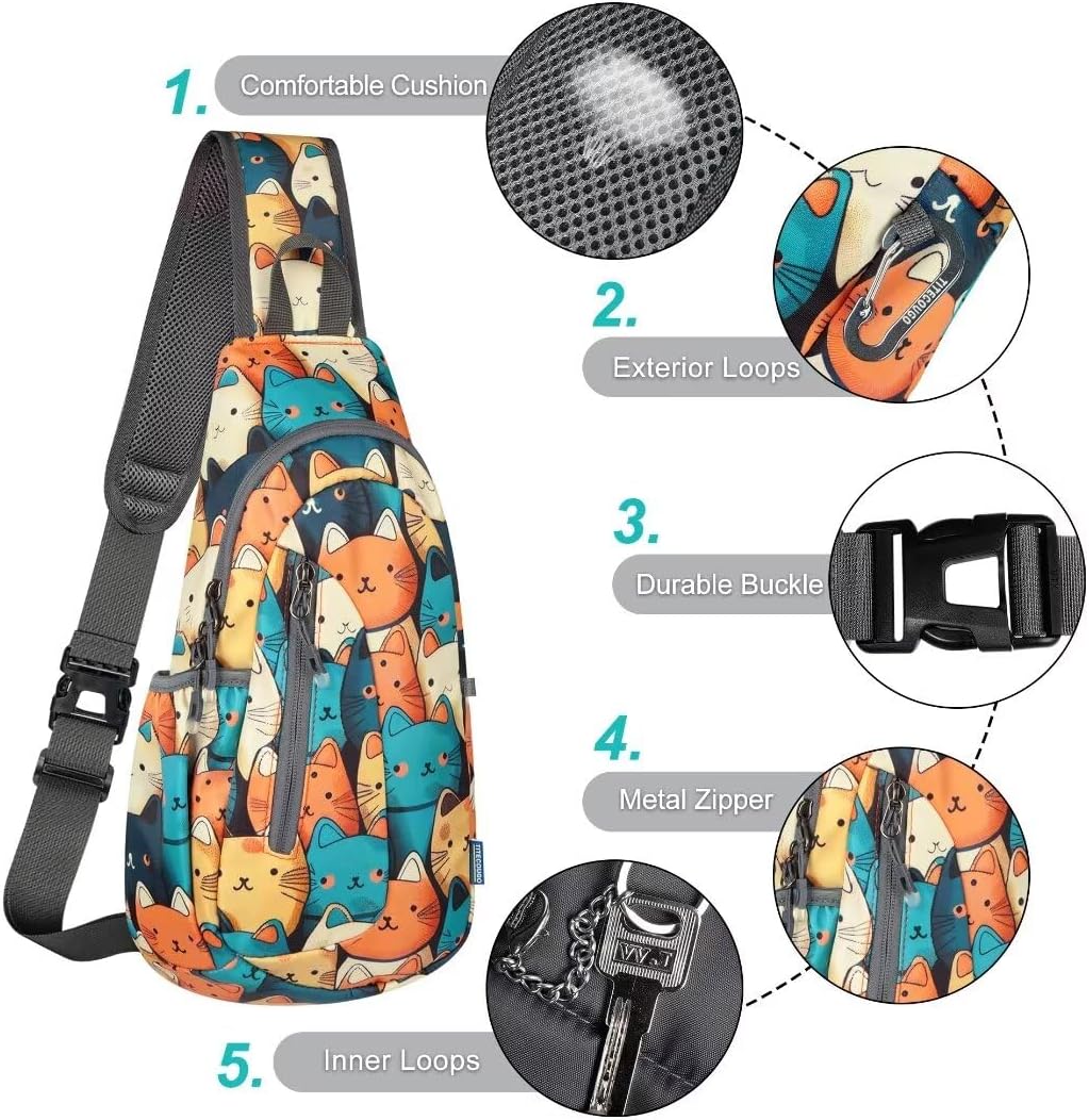 Small Sling Bag, Lightweight Crossbody Backpack for Men Women, Shoulder Bag for Sports and Outdoor