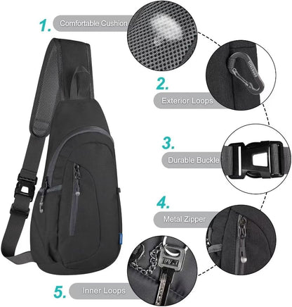 Small Sling Bag, Lightweight Crossbody Backpack for Men Women, Shoulder Bag for Sports and Outdoor