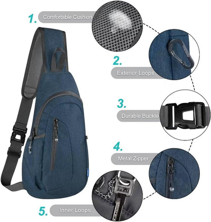 Small Sling Bag, Lightweight Crossbody Backpack for Men Women, Shoulder Bag for Sports and Outdoor