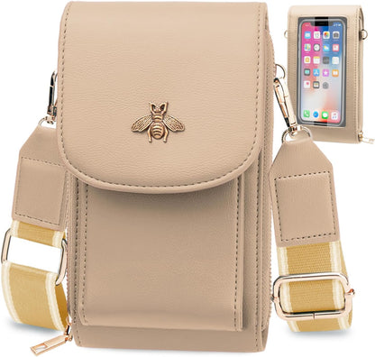 CrossBody Bags with Touchscreen Cell Phone Purse Window Zipper Pocket,RFID Blocking Card Holder iPhone bag for Women