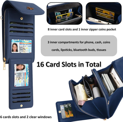 CrossBody Bags with Touchscreen Cell Phone Purse Window Zipper Pocket,RFID Blocking Card Holder iPhone bag for Women