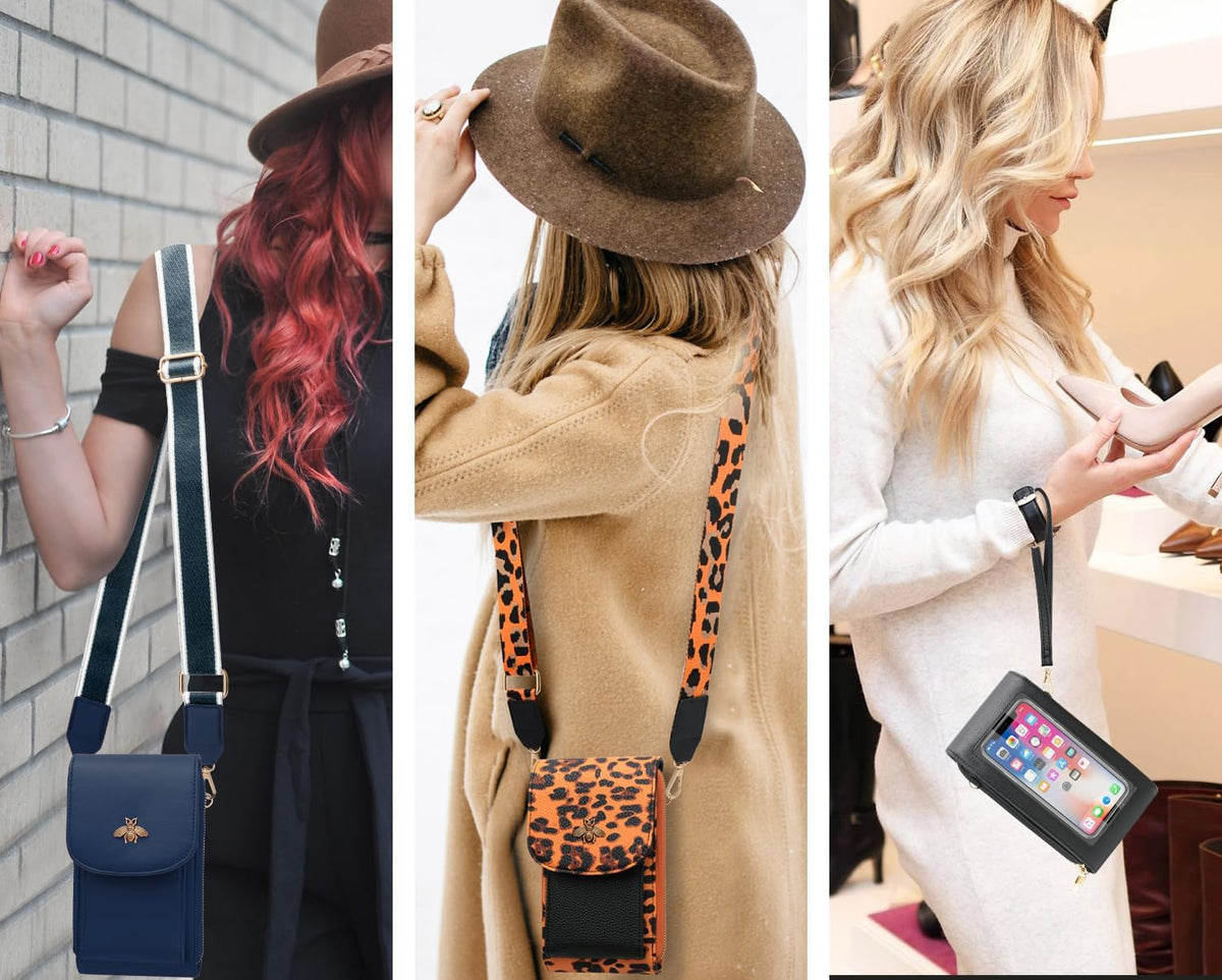 CrossBody Bags with Touchscreen Cell Phone Purse Window Zipper Pocket,RFID Blocking Card Holder iPhone bag for Women