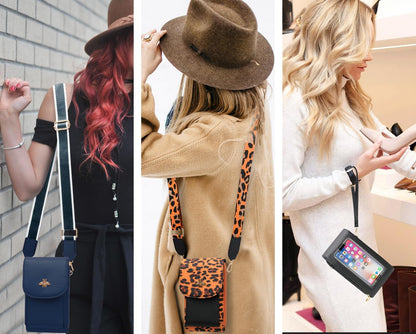 CrossBody Bags with Touchscreen Cell Phone Purse Window Zipper Pocket,RFID Blocking Card Holder iPhone bag for Women