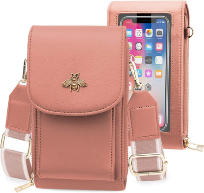CrossBody Bags with Touchscreen Cell Phone Purse Window Zipper Pocket,RFID Blocking Card Holder iPhone bag for Women