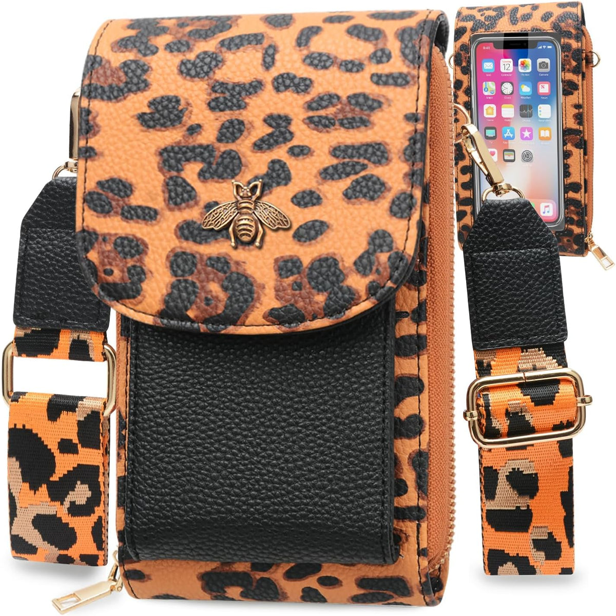 CrossBody Bags with Touchscreen Cell Phone Purse Window Zipper Pocket,RFID Blocking Card Holder iPhone bag for Women