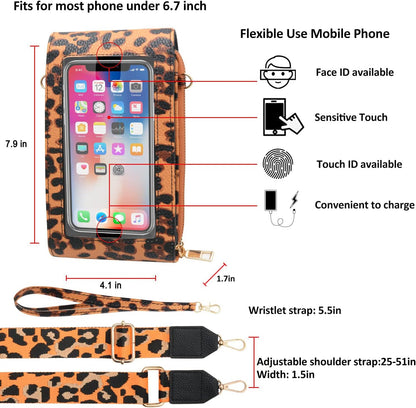 CrossBody Bags with Touchscreen Cell Phone Purse Window Zipper Pocket,RFID Blocking Card Holder iPhone bag for Women