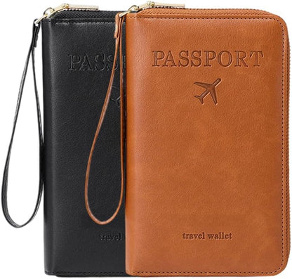 Multi-Functional RFID Passport Wallet, RFID Passport Holder for Wallet, Essential Travel Anti-Theft Wallet Storage Case, Anti-Theft Protective Case (Brown)