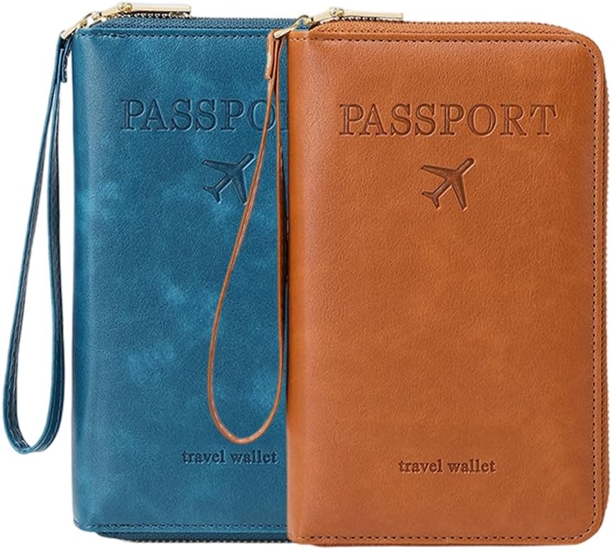 Multi-Functional RFID Passport Wallet, RFID Passport Holder for Wallet, Essential Travel Anti-Theft Wallet Storage Case, Anti-Theft Protective Case (Brown)