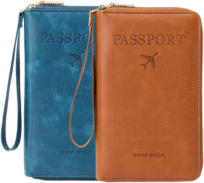 Multi-Functional RFID Passport Wallet, RFID Passport Holder for Wallet, Essential Travel Anti-Theft Wallet Storage Case, Anti-Theft Protective Case (Brown)
