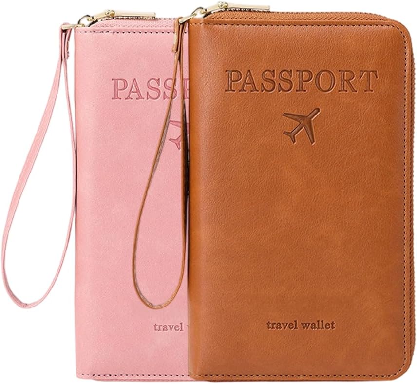 Multi-Functional RFID Passport Wallet, RFID Passport Holder for Wallet, Essential Travel Anti-Theft Wallet Storage Case, Anti-Theft Protective Case (Brown)