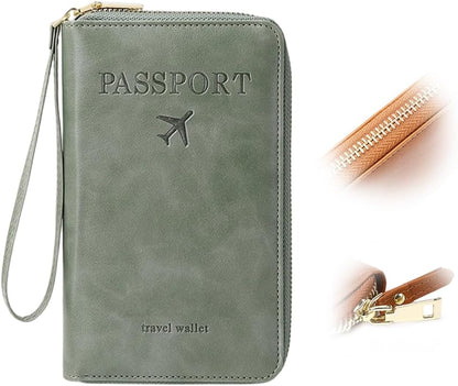 Multi-Functional RFID Passport Wallet, RFID Passport Holder for Wallet, Essential Travel Anti-Theft Wallet Storage Case, Anti-Theft Protective Case (Brown)