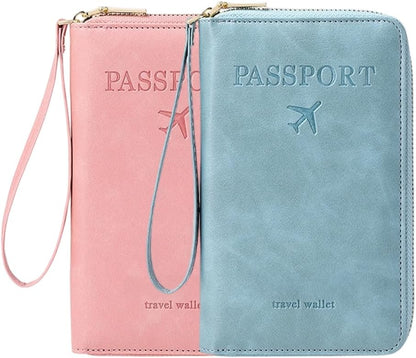 Multi-Functional RFID Passport Wallet, RFID Passport Holder for Wallet, Essential Travel Anti-Theft Wallet Storage Case, Anti-Theft Protective Case (Brown)