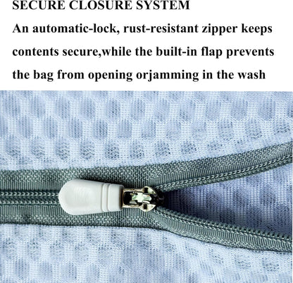 3Pcs Mesh Laundry Bags Durable Zipper Wash Bags for Delicates, Lingerie, Bras, Underwear, Baby Clothes, Shoe, Sock - Protect Garments in Washing Machine Pouch Net Bag Travel 12 x 16 Inches