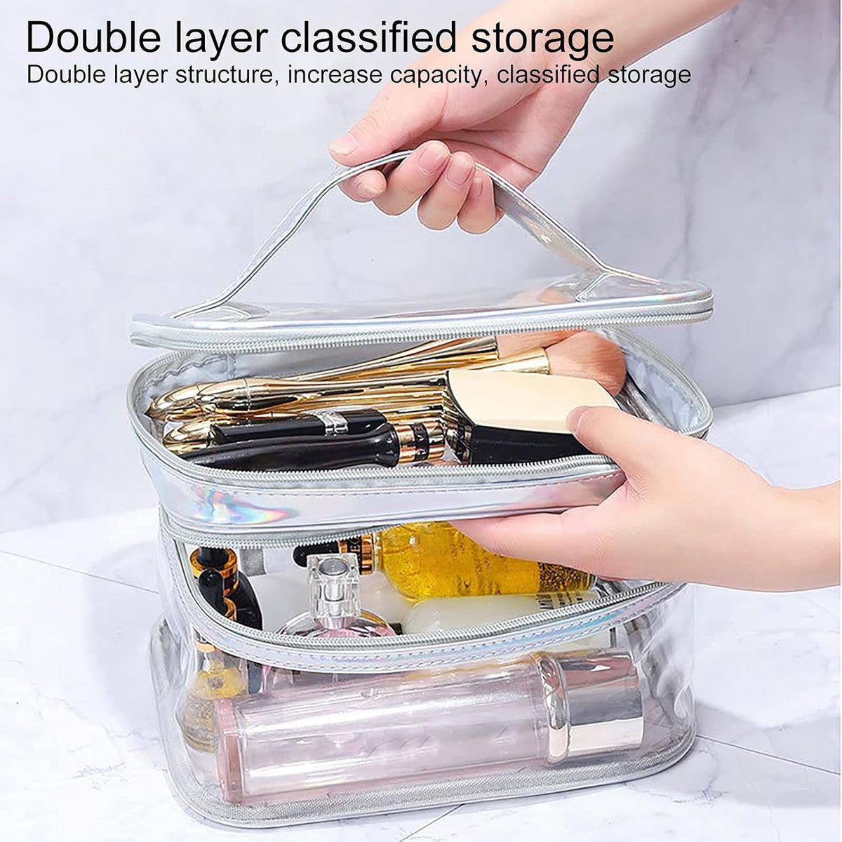 TSA Approved Toiletry Bag, Wideopen Large Capacity Clear Large Makeup Organizer with Handle,TSA Approved Waterproof Portable Toiletry Bags for Accessories Traveling Skincare Toiletries Essentials