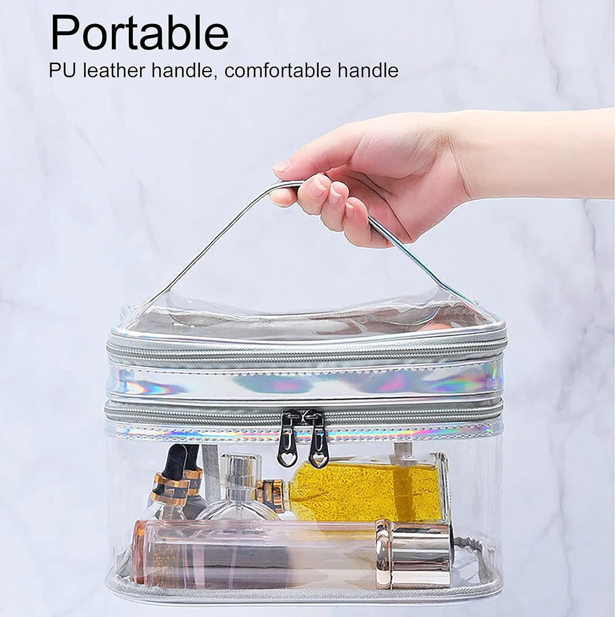 TSA Approved Toiletry Bag, Wideopen Large Capacity Clear Large Makeup Organizer with Handle,TSA Approved Waterproof Portable Toiletry Bags for Accessories Traveling Skincare Toiletries Essentials