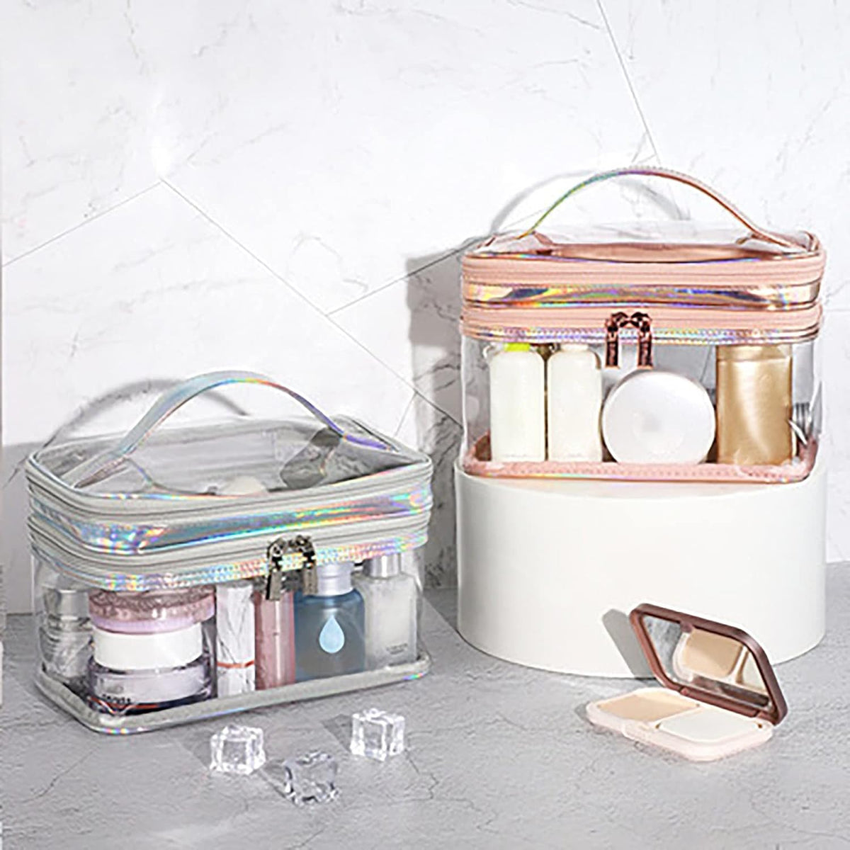 TSA Approved Toiletry Bag, Wideopen Large Capacity Clear Large Makeup Organizer with Handle,TSA Approved Waterproof Portable Toiletry Bags for Accessories Traveling Skincare Toiletries Essentials
