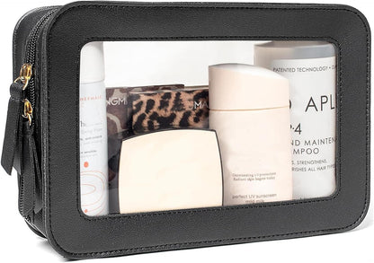 Clear Makeup Bag Small, TSA Approved Portable Toiletry Bag with Zipper Cosmetic Travel Bag Makeup Organizer Case Mini Makeup Pouch for Purse Car Organizer Bag for Women Men