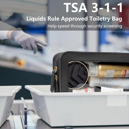 Clear Makeup Bag Small, TSA Approved Portable Toiletry Bag with Zipper Cosmetic Travel Bag Makeup Organizer Case Mini Makeup Pouch for Purse Car Organizer Bag for Women Men